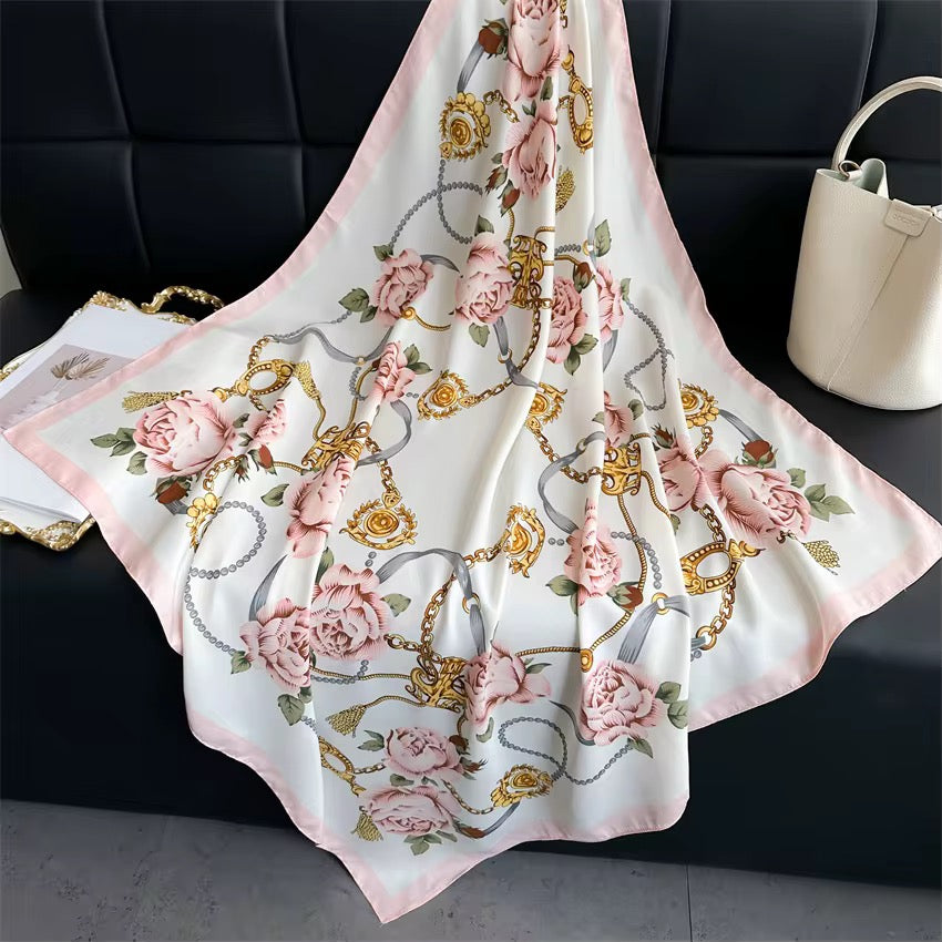 Sierra Bloom Pink Printed Square Scarf