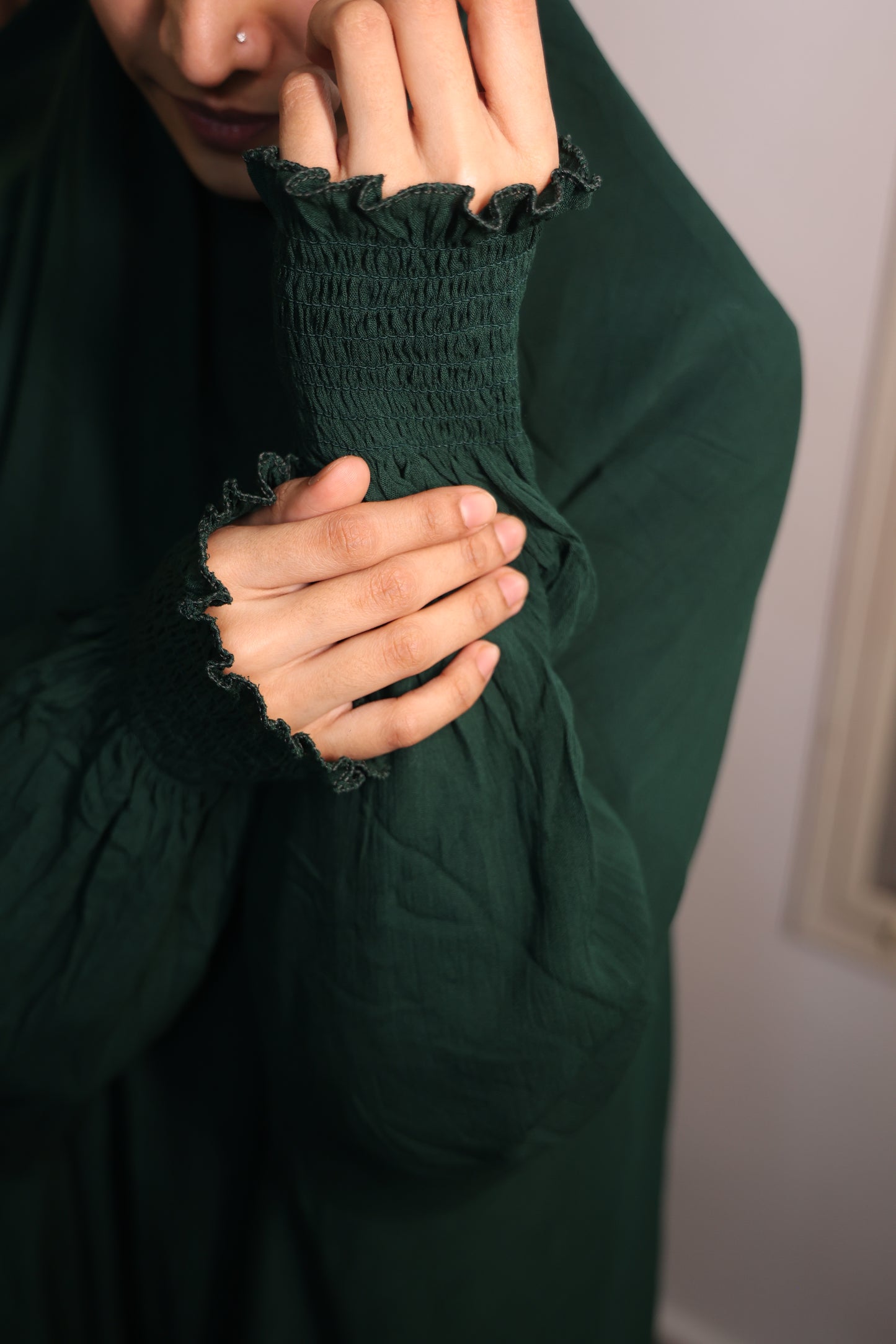 Emerald Green Prayer Makhana Hijab for Salah