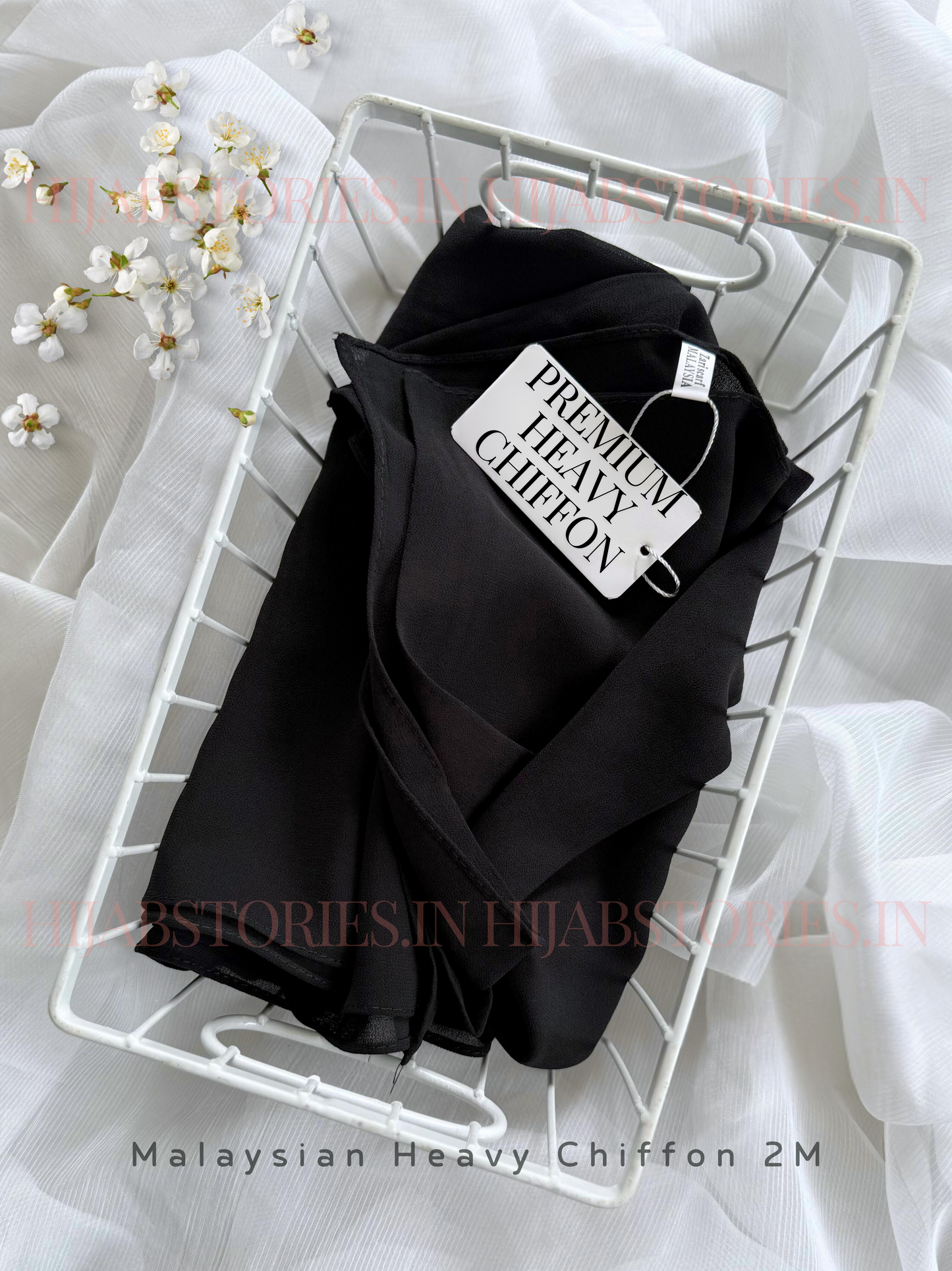 Zera 2M Black Premium Heavy Malaysian Chiffon Hijabs – Default Title Chiffon Chiffon Hijabs