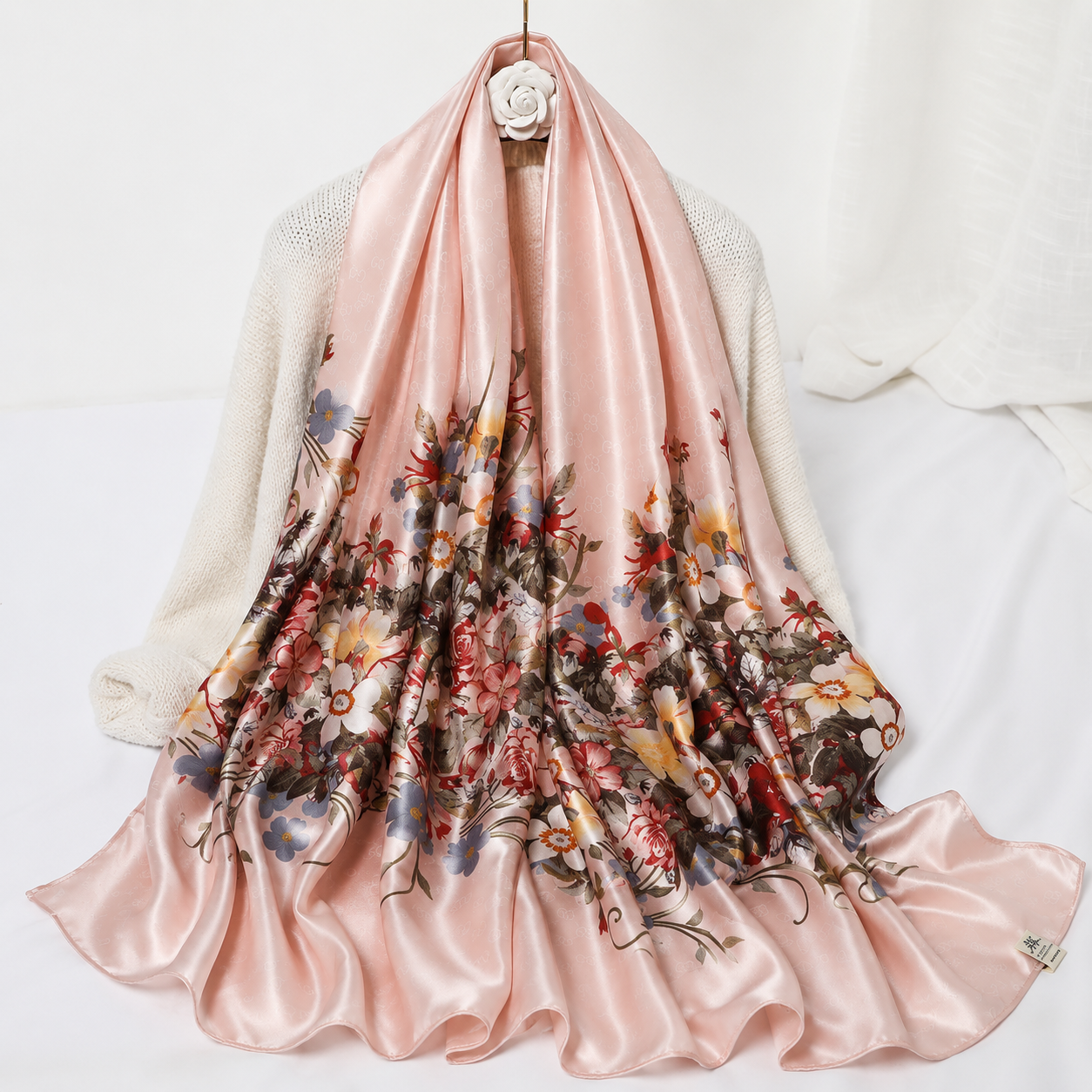 Floral Symphony Printed Silk Scarf