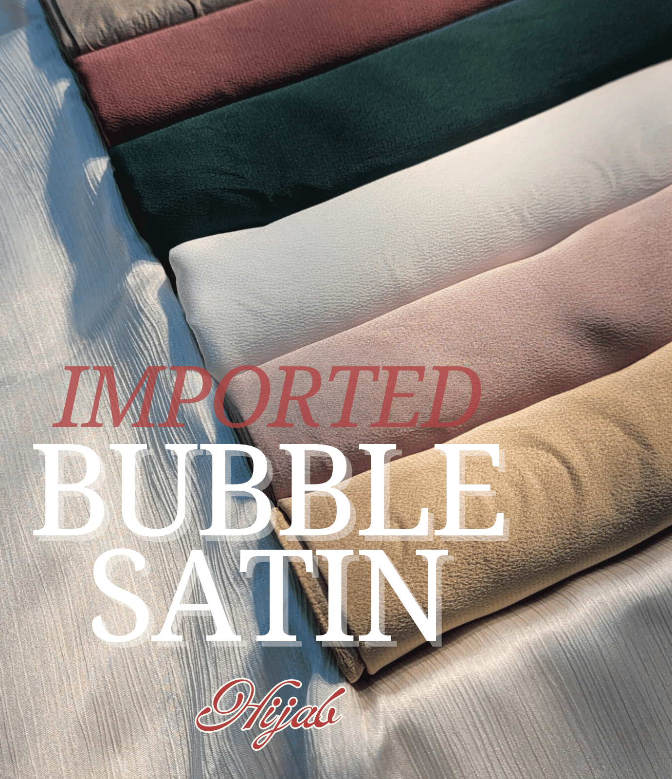 Imported Bubble Satin Hijabs – White Satin Party Wear Hijabs