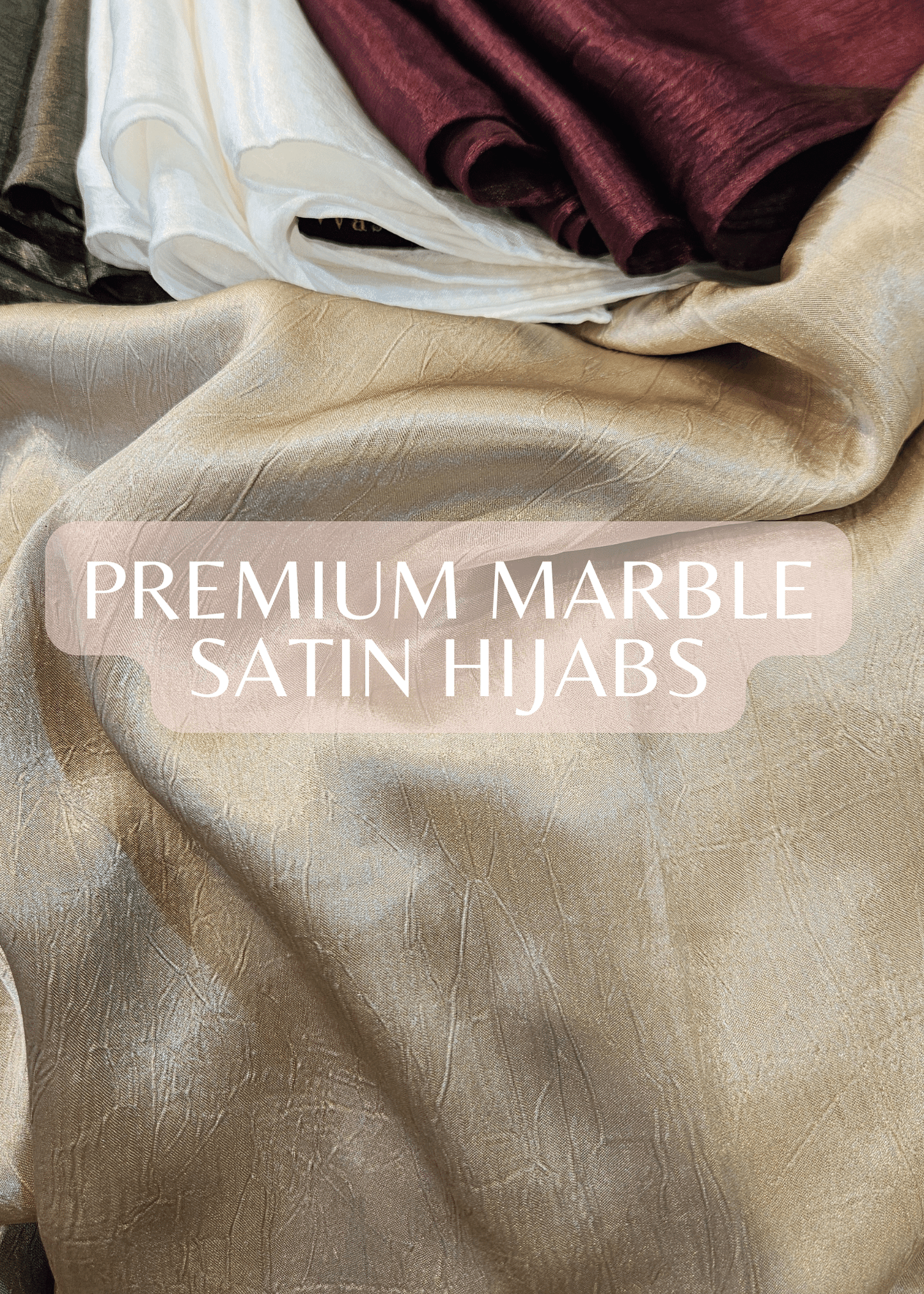 Premium Marble Satin Hijabs – Black Satin Party Wear Hijabs