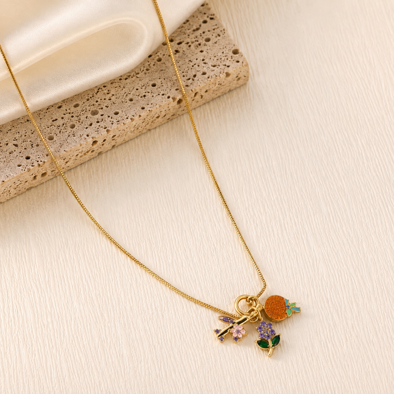 Luxe Charms Gold-Tone Anti-Tarnish Necklace
