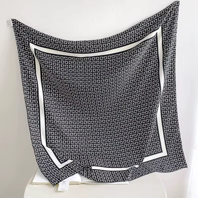 Mid night Rustic G Printed Square Scarf