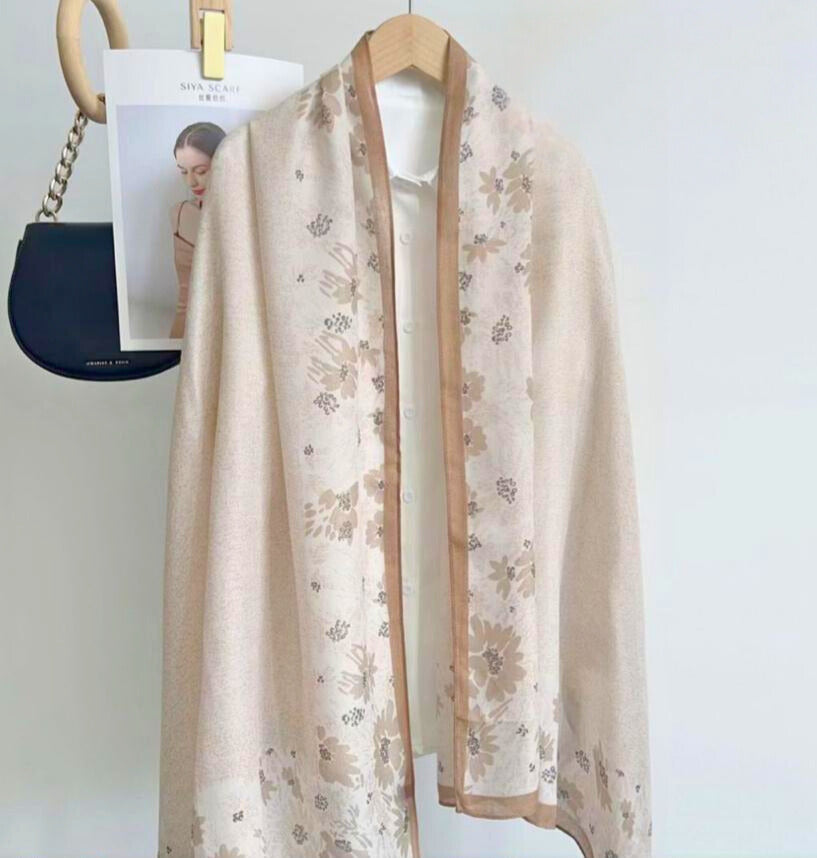 Sand Dhalia Printed Viscose Scarf