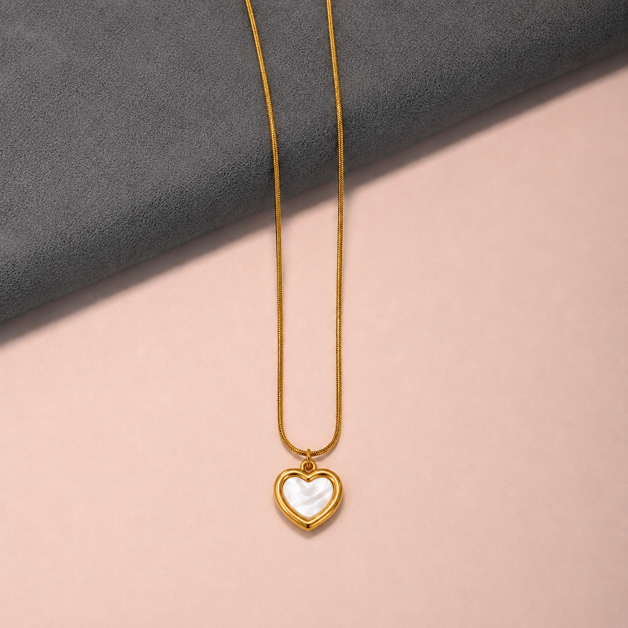 White Heart Gold-Tone Anti-Tarnish Necklace