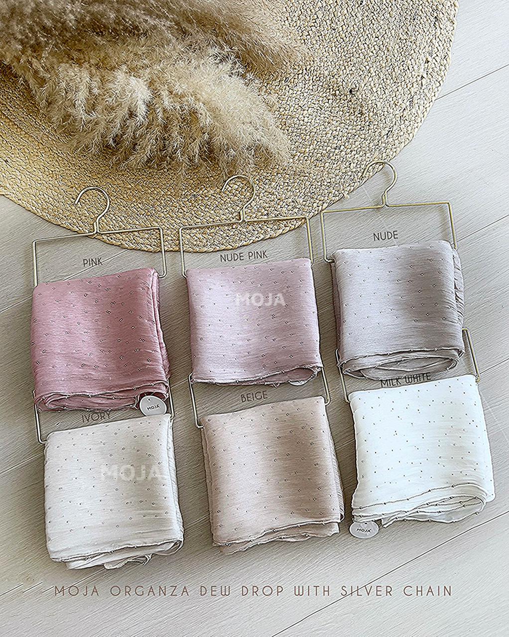 MOJA Organza Dew Drop With Silver Chain Hijabs