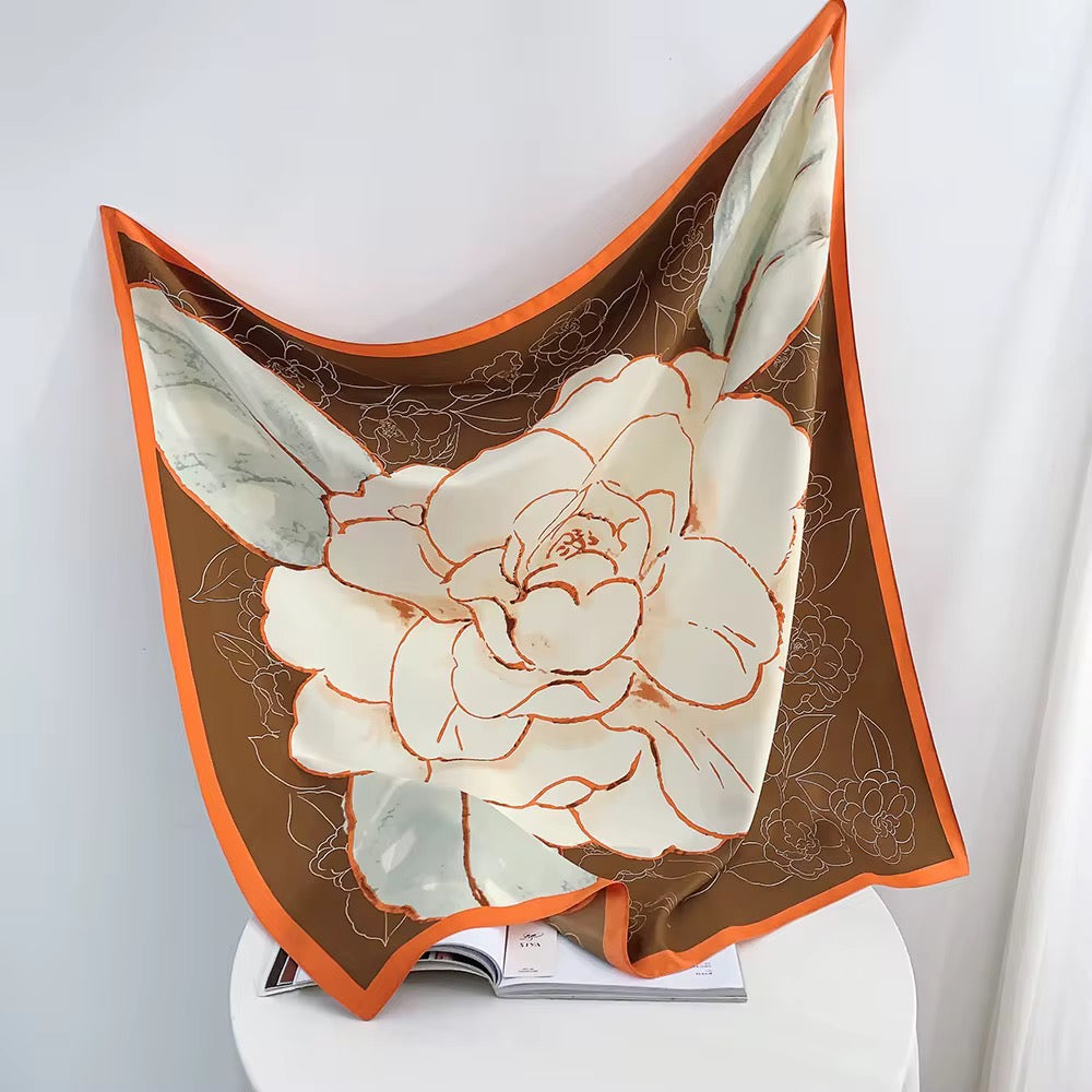 Tangerine Meadow Whisper Printed Square Scarf