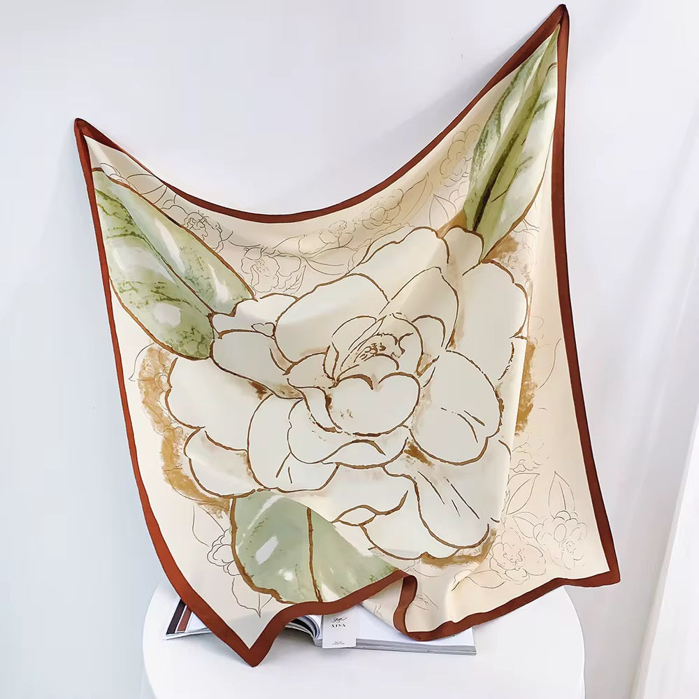 Cream Meadow Whisper Printed Square Scarf