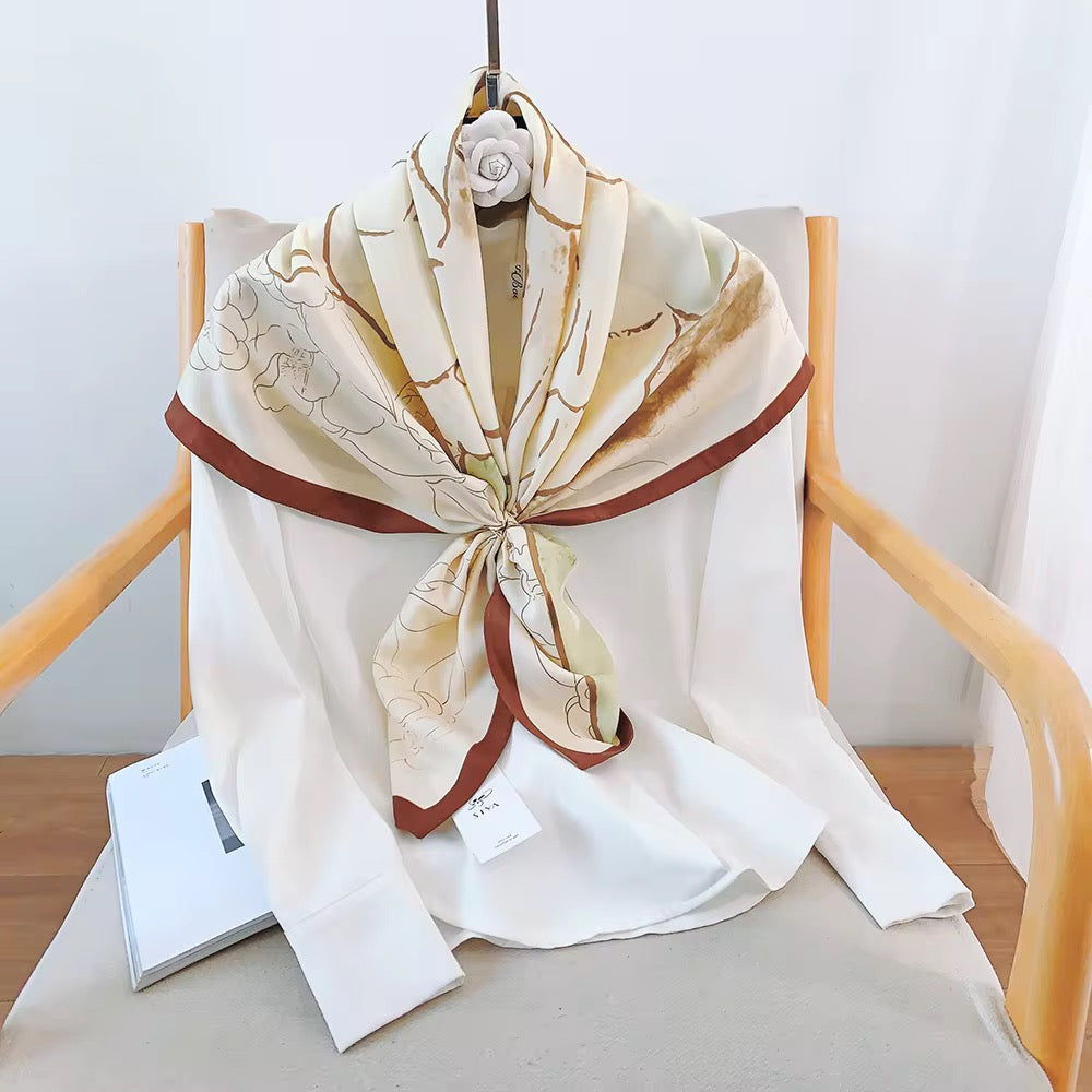 Cream Meadow Whisper Printed Square Scarf