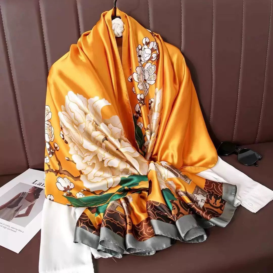 Blossom Luxe Printed Silk Scarf Summer Edition 26'