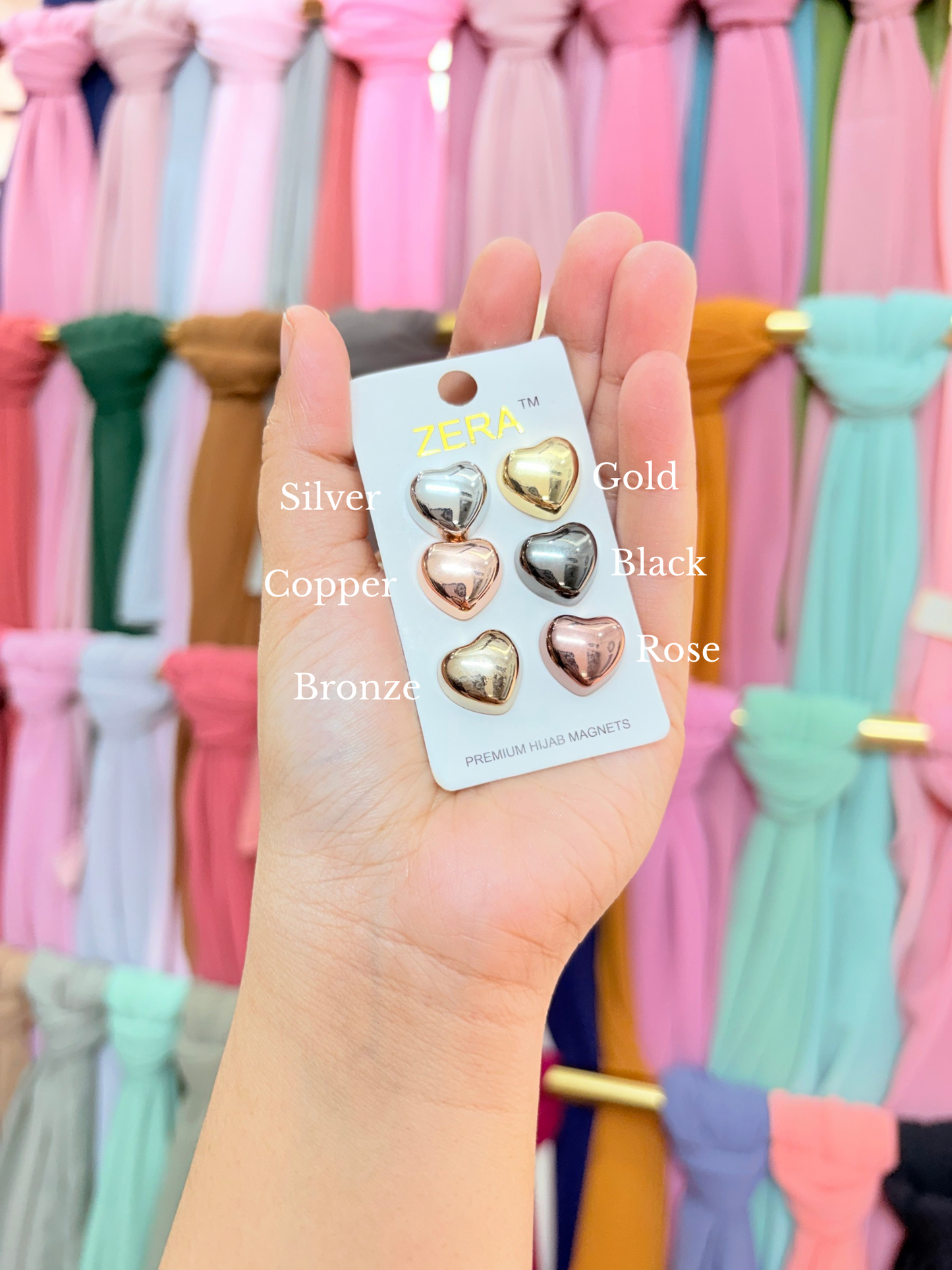 Zera Heart Metallic Hijab Magnets
