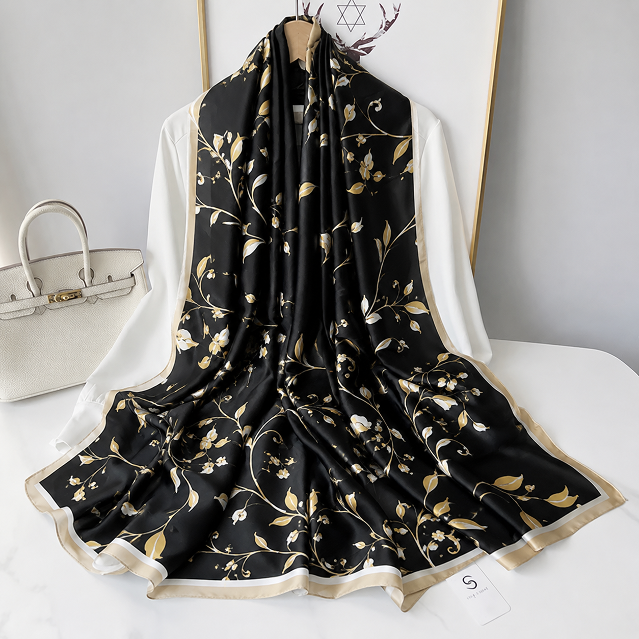 Mirage Petal Printed Silk Scarf