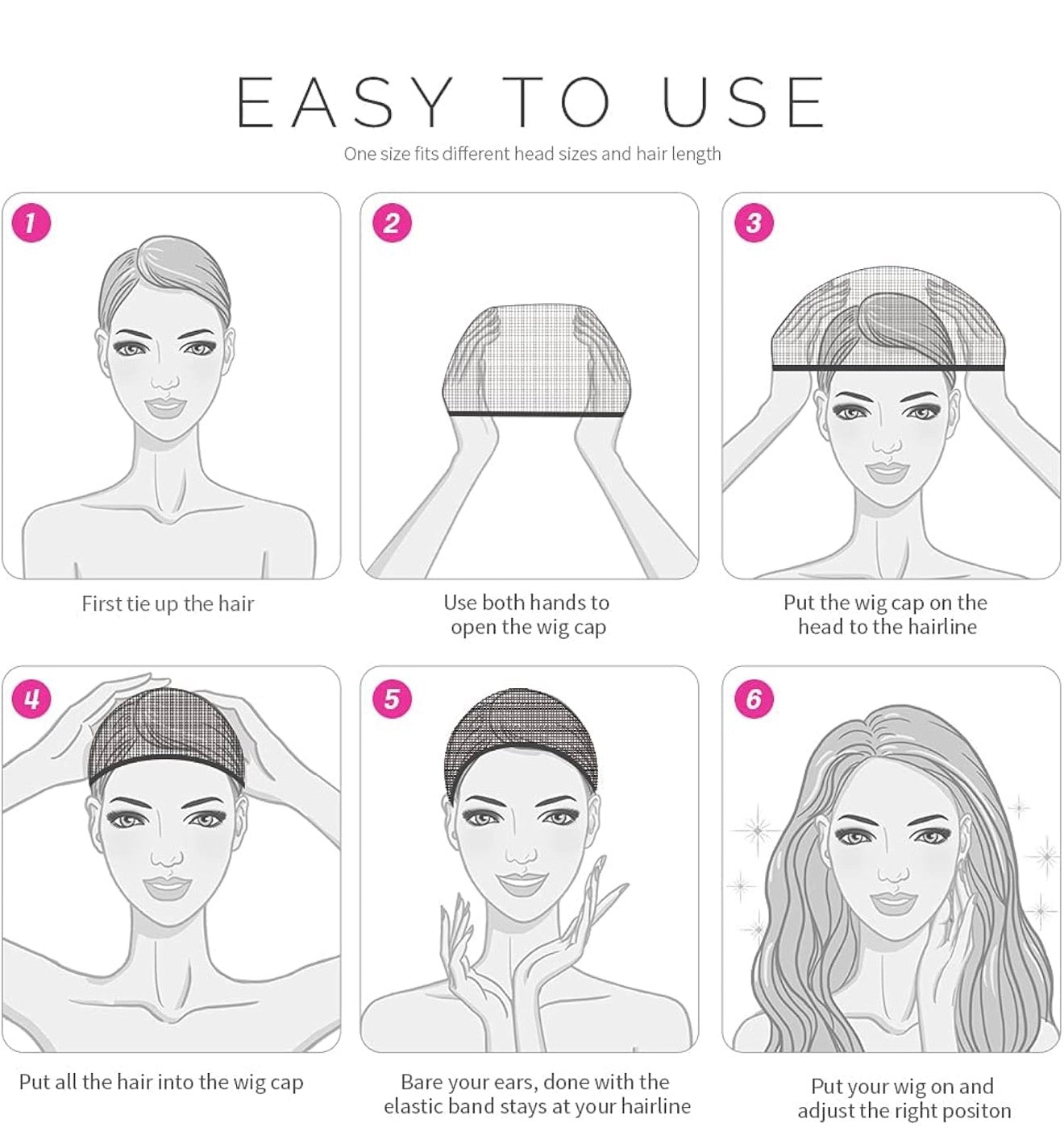 Black Wig Breathable Cap