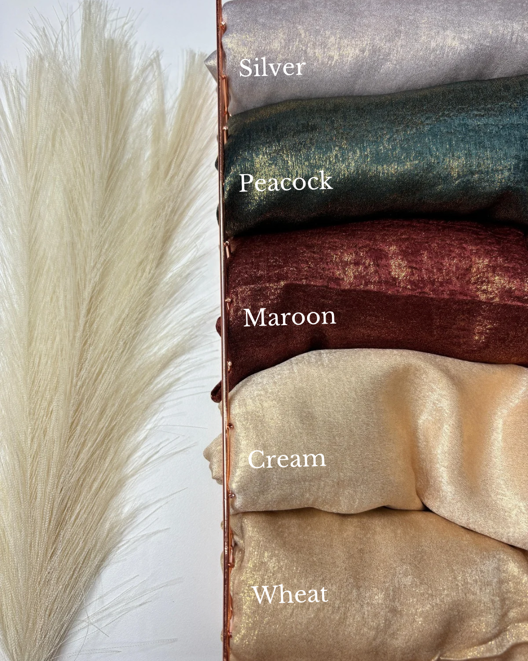 Yusraa Velvet Satin Gold Foil Hijabs