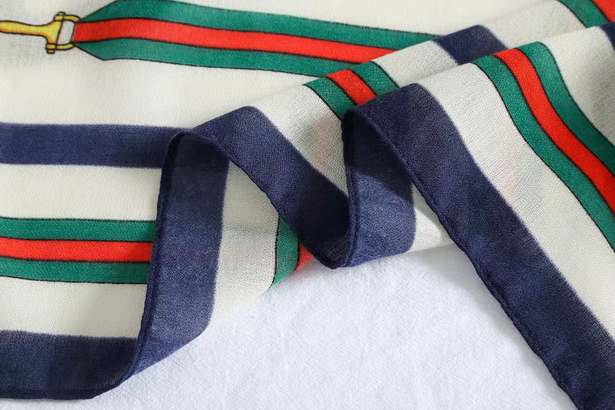 Stripe Chain Printed Viscose Scarf