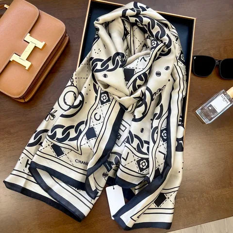 Brand Printed CH Silk Scarf
