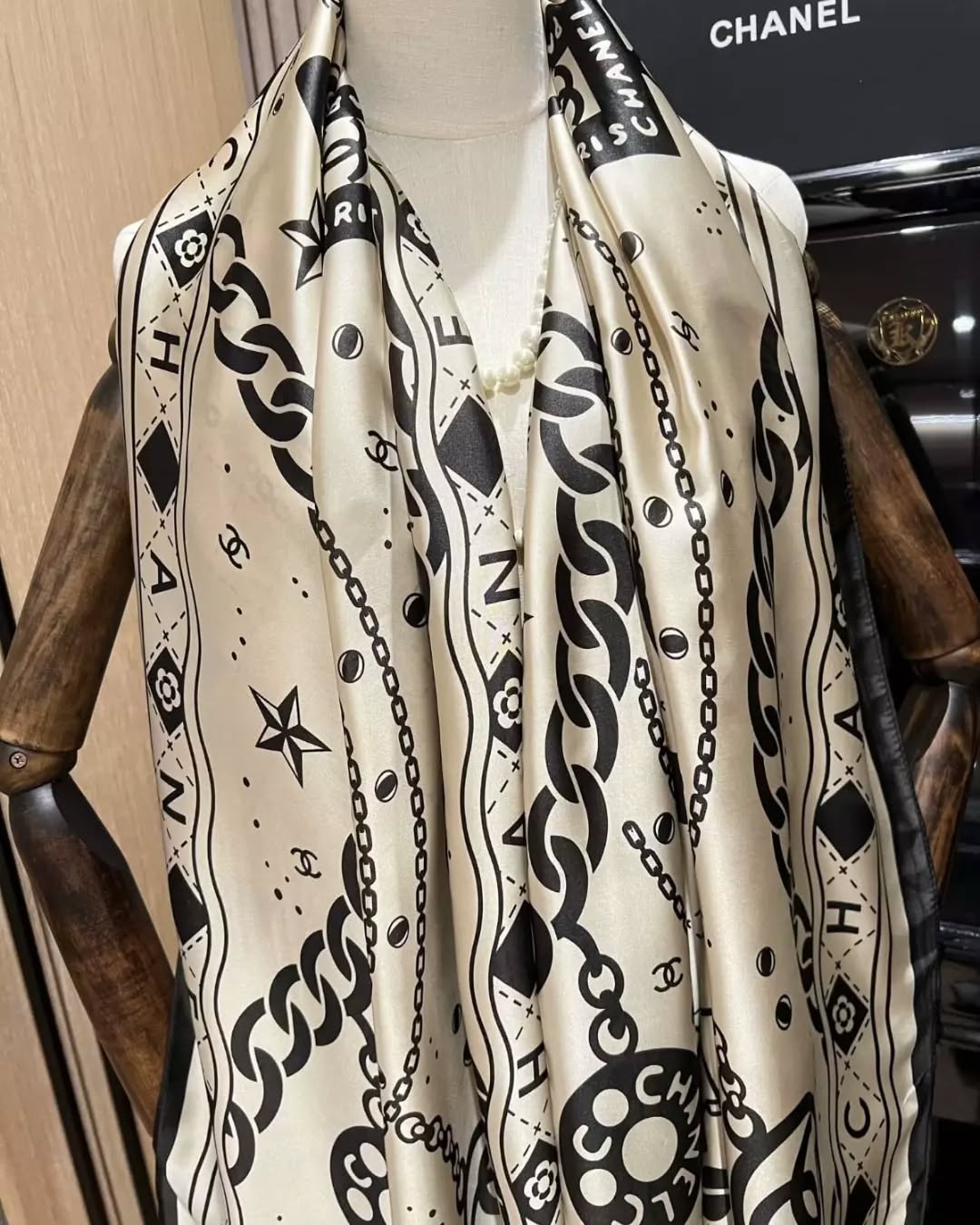 Brand Printed CH Silk Scarf