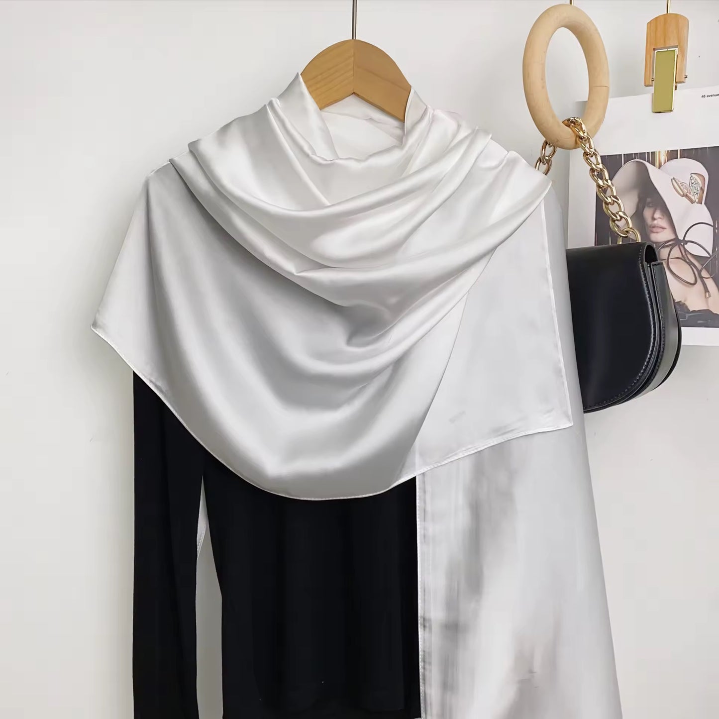 Silk Satin Scarves - Pure White