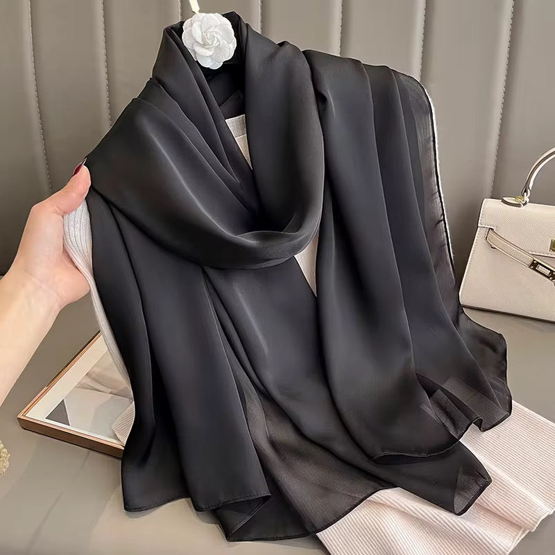 Silk Satin Scarves - Black
