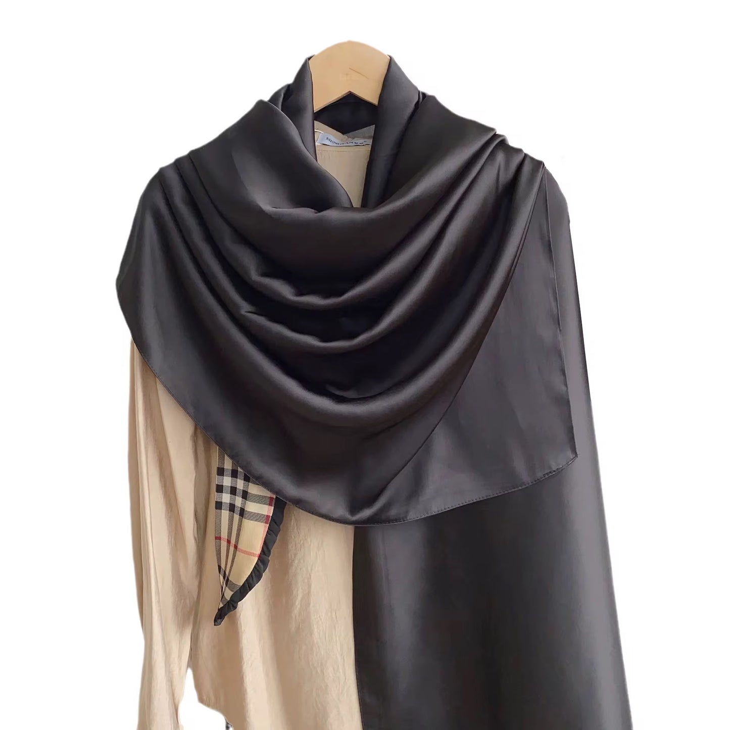 Silk Satin Scarves - Black