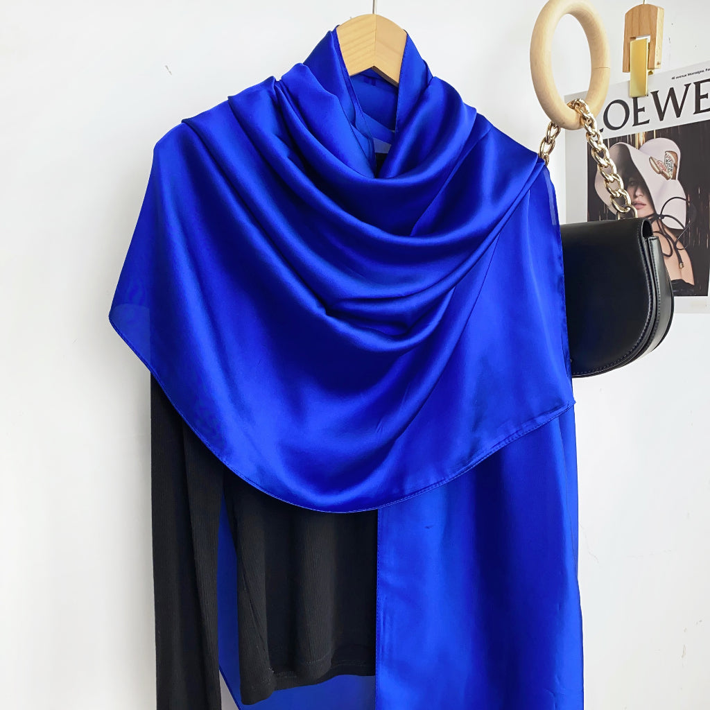 Silk Satin Scarves - Royal Blue