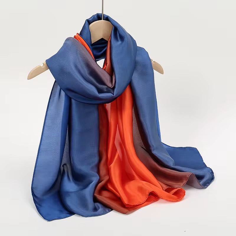 Radiant Tangerine Ombre Printed Silk Scarf