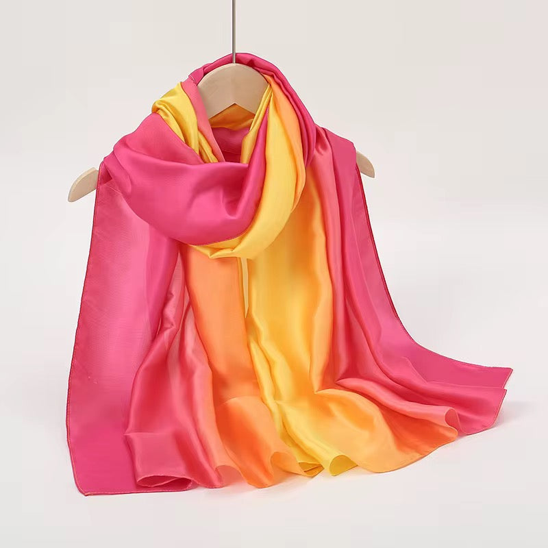 Sunset Ombre Printed Silk Scarf