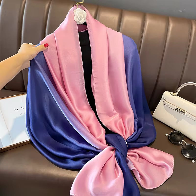 Navy Baby Ombre Printed Silk Scarf