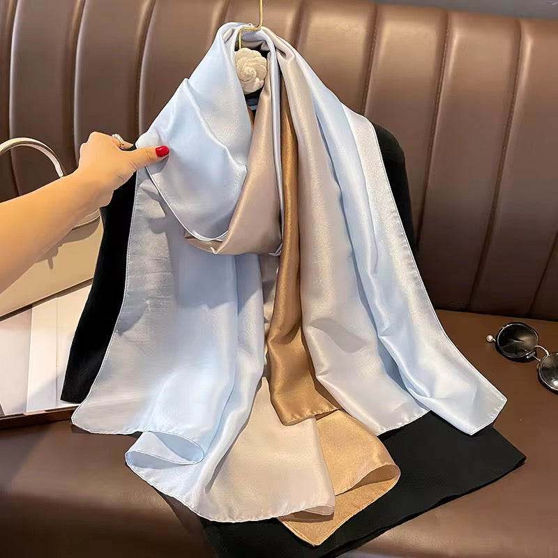 Sky Brown Ombre Printed Silk Scarf