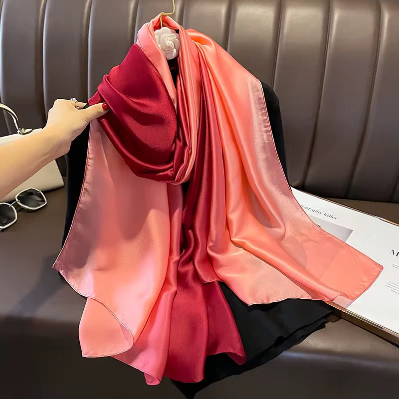 Cherry Ombre Printed Silk Scarf