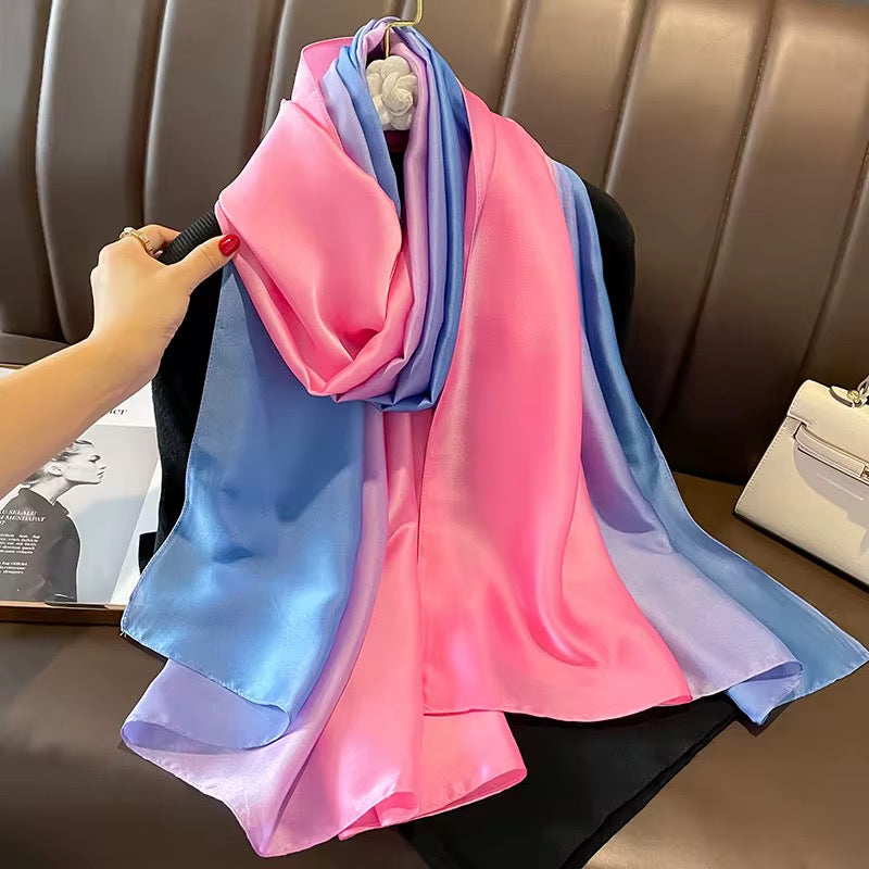 Cotton Candy Ombre Printed Silk Scarf