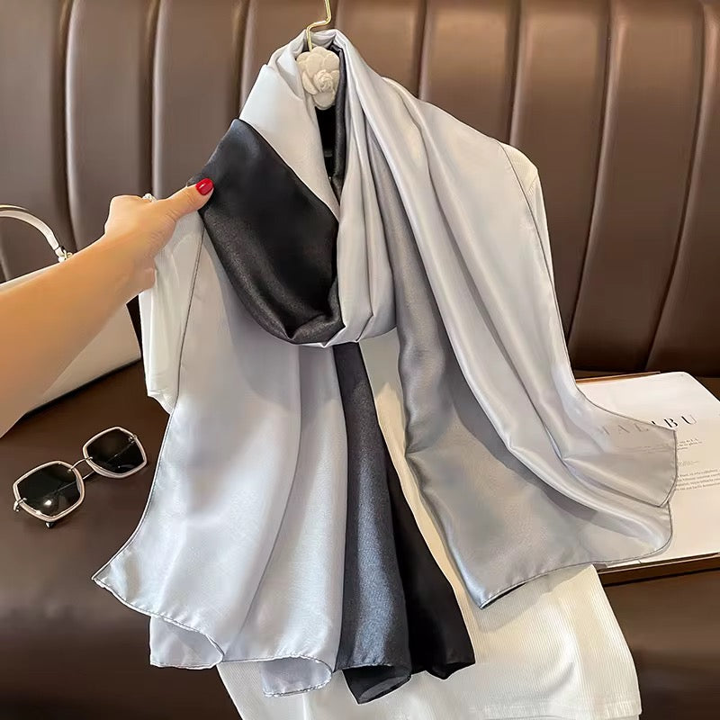 Ombre Printed Silk Scarf - Black