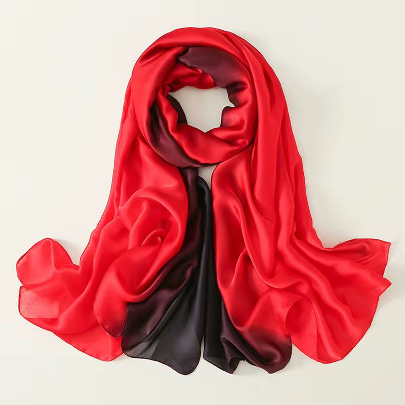 Ruby Ombre Printed Silk Scarf