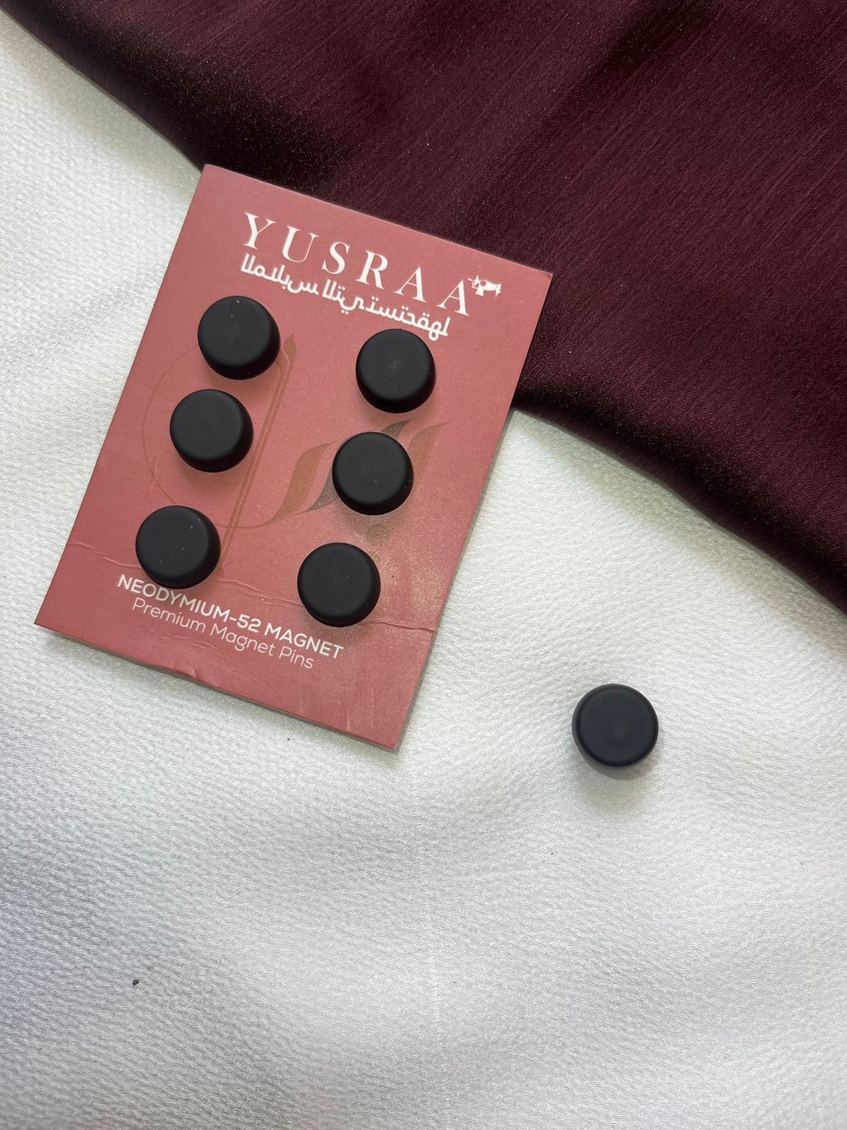 Black Round Flat Black Hijab Magnet – 1 Pair Fabric Hijab Magnet