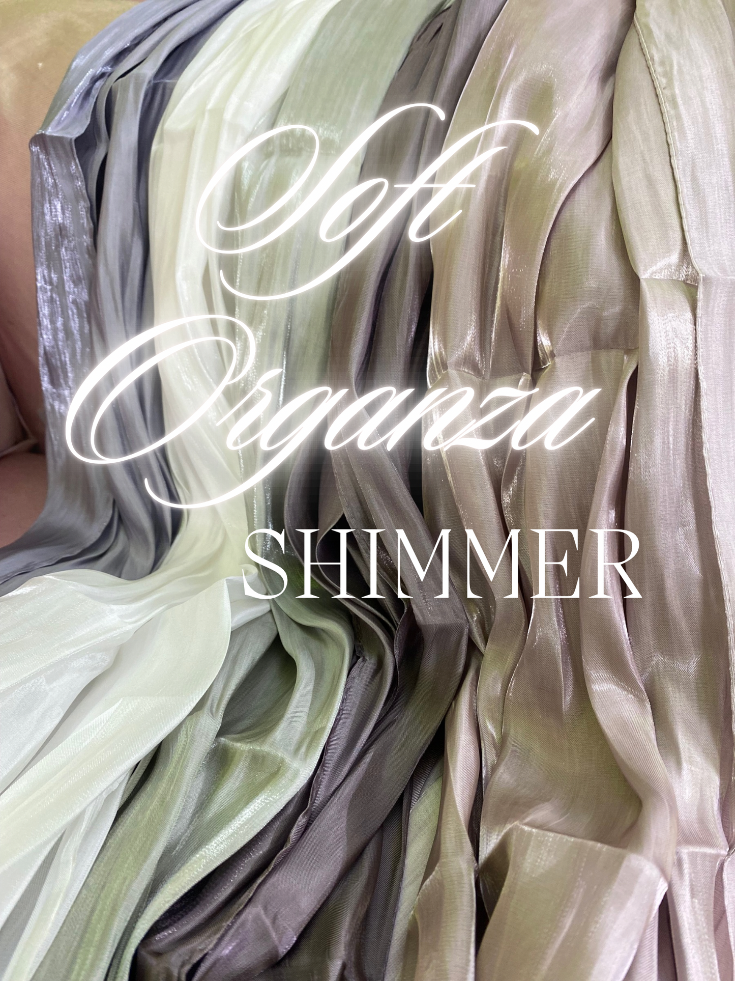 Soft Organza Shimmer Hijabs – milk-white Fabric Party Wear Hijabs