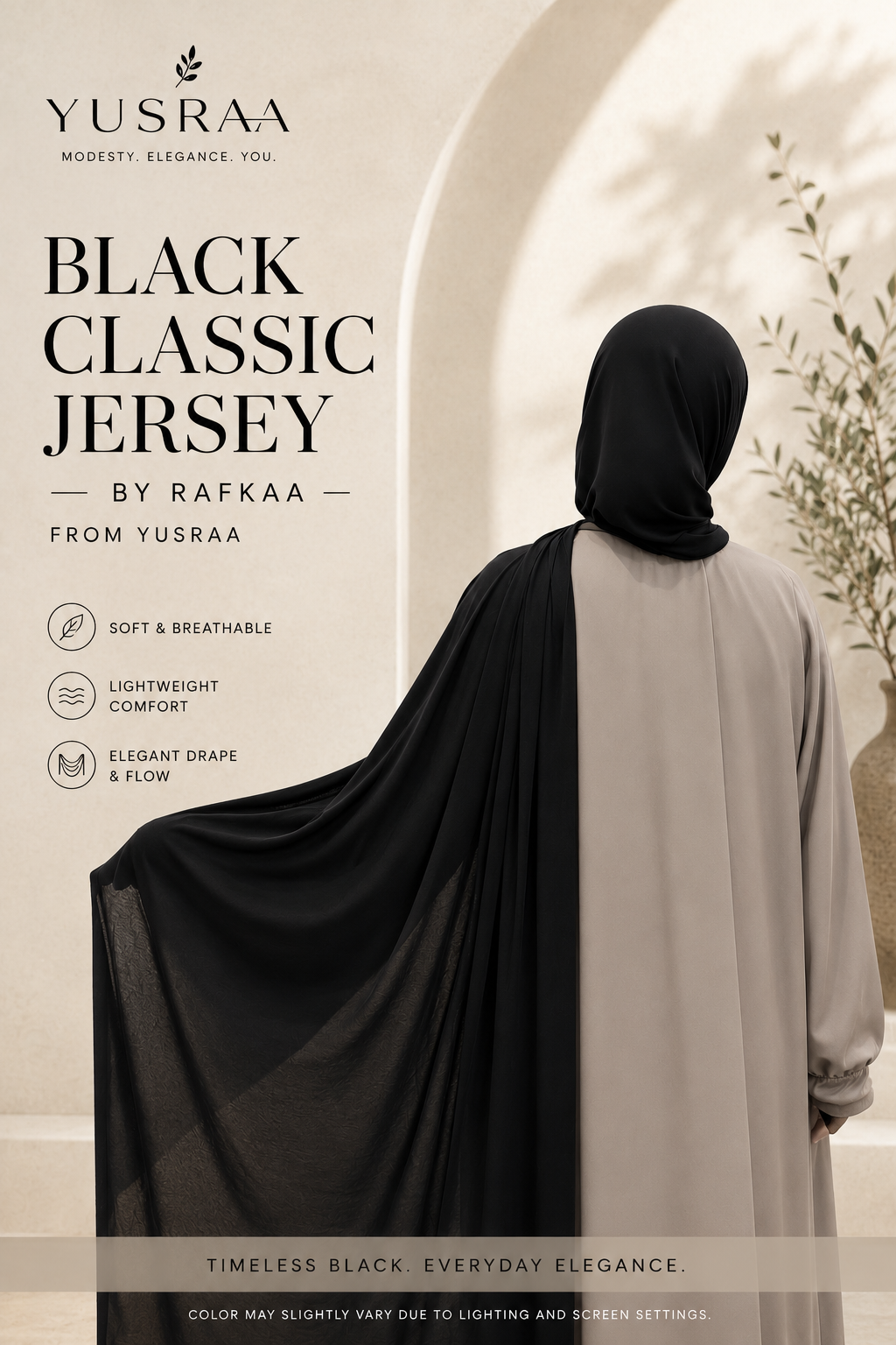 Rafkaa Black Classic Jersey Hijab 2M