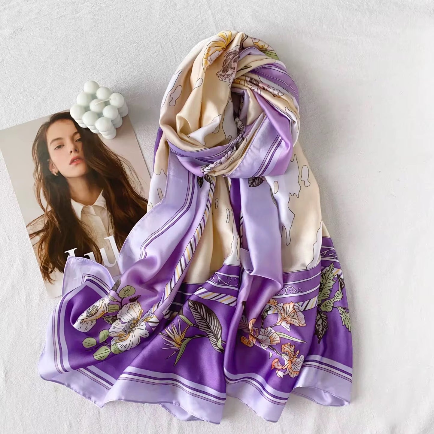 Bay Swiss Printed Silk Scarf