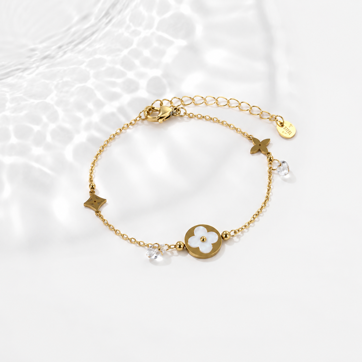 Clover Gold-Tone Anti-Tarnish Chain Bracelet