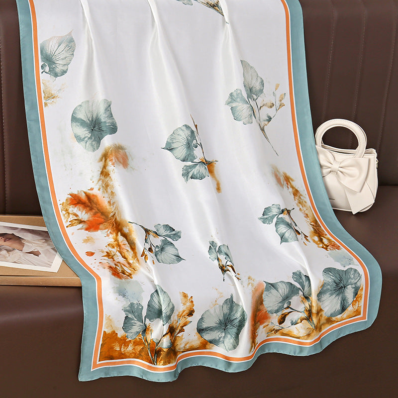 Leaf Autumn Printed Silk Scarf