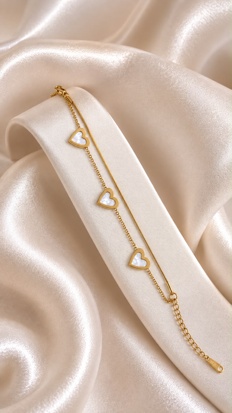 Heart Layer Gold-Tone Anti-Tarnish Chain Bracelet