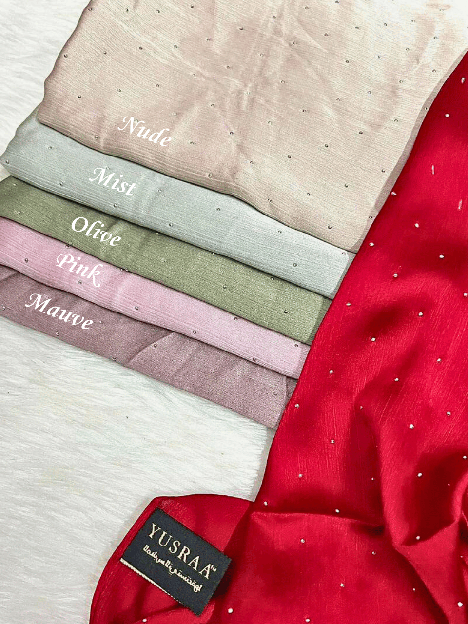 Muna Satin Hijabs with Crystal Stone