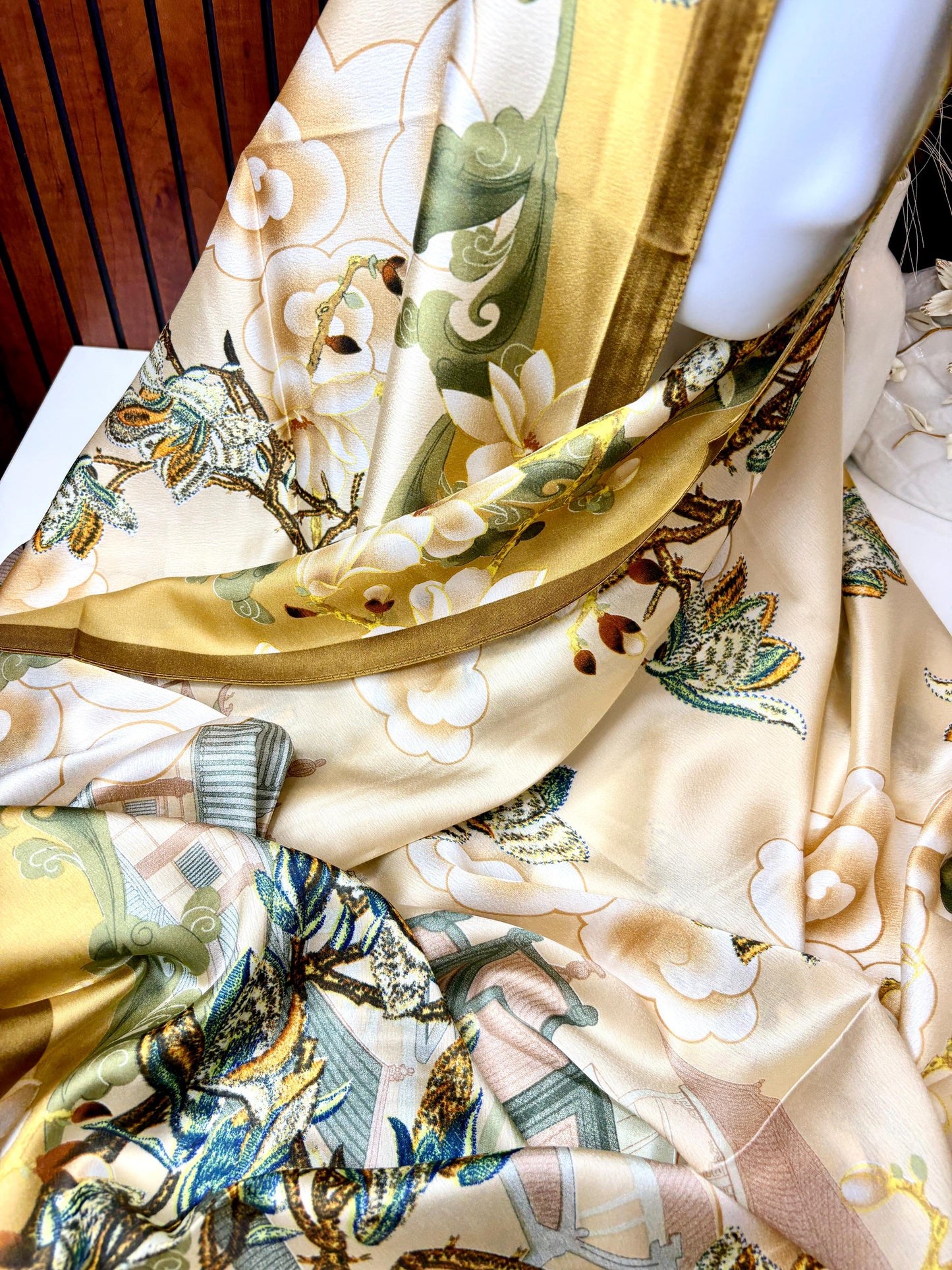 Orchid Bloom Printed Silk Scarf