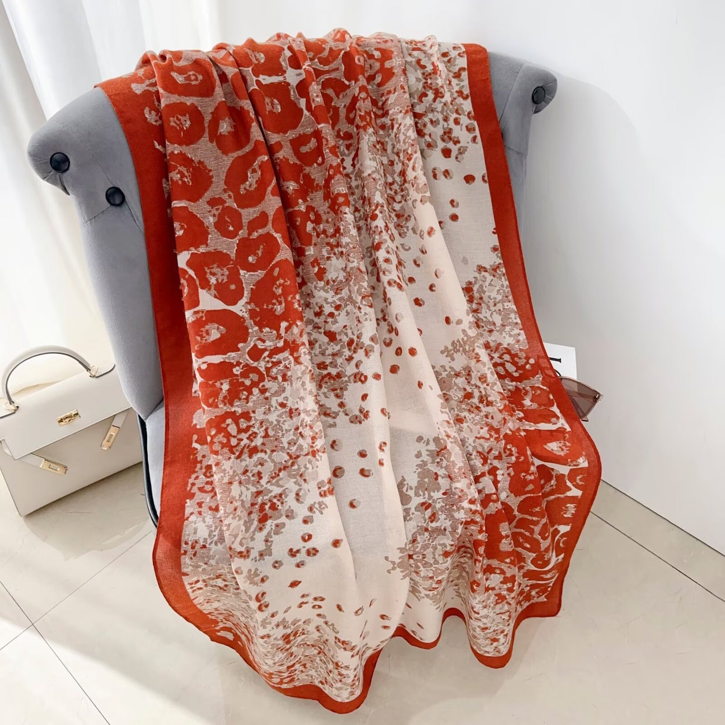 Leopard Abstact Floral Winter Printed Viscose Scarf