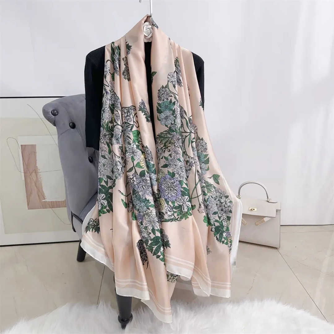 Dusty Tropical Escape Printed Silk Scarf