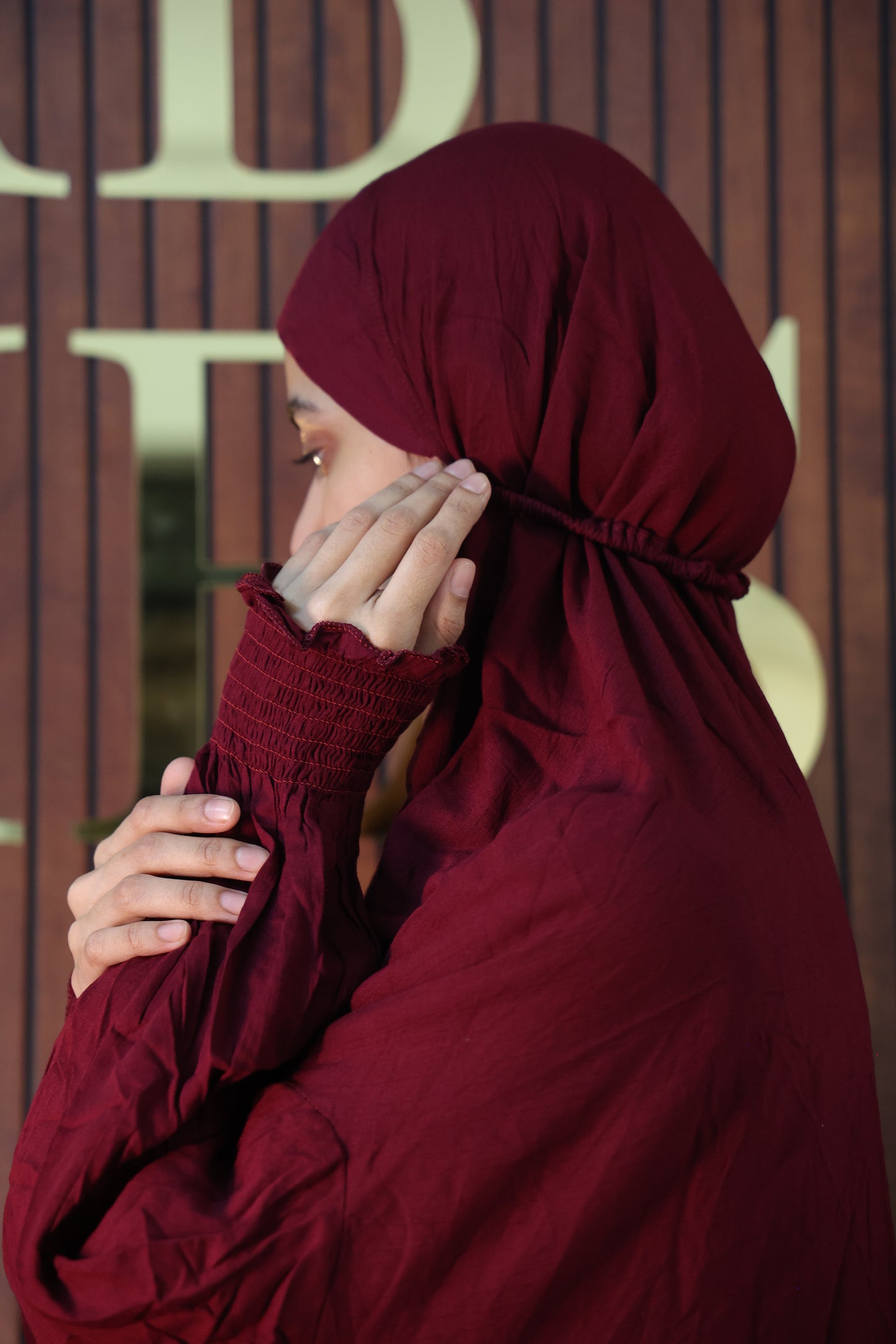 Maroon Wine Prayer Makhana Hijab for Salah