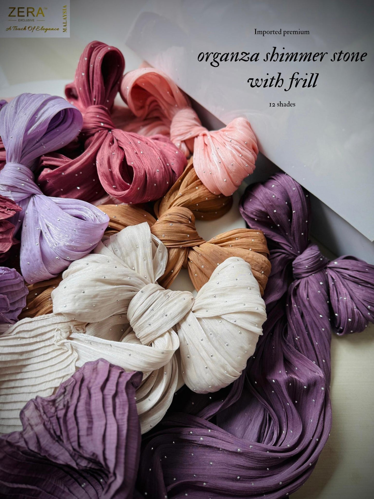 Zera Organza Shimmer Frill Hijabs