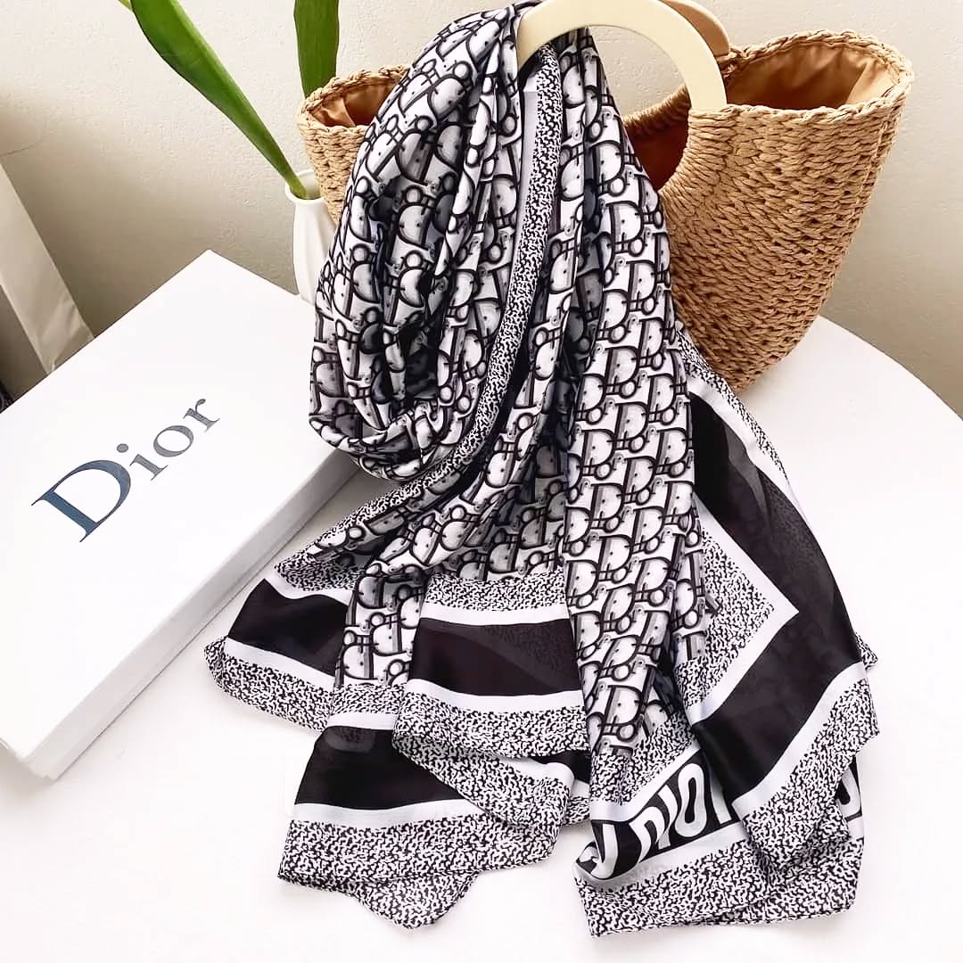Black Brand Printed DC Silk Scarf