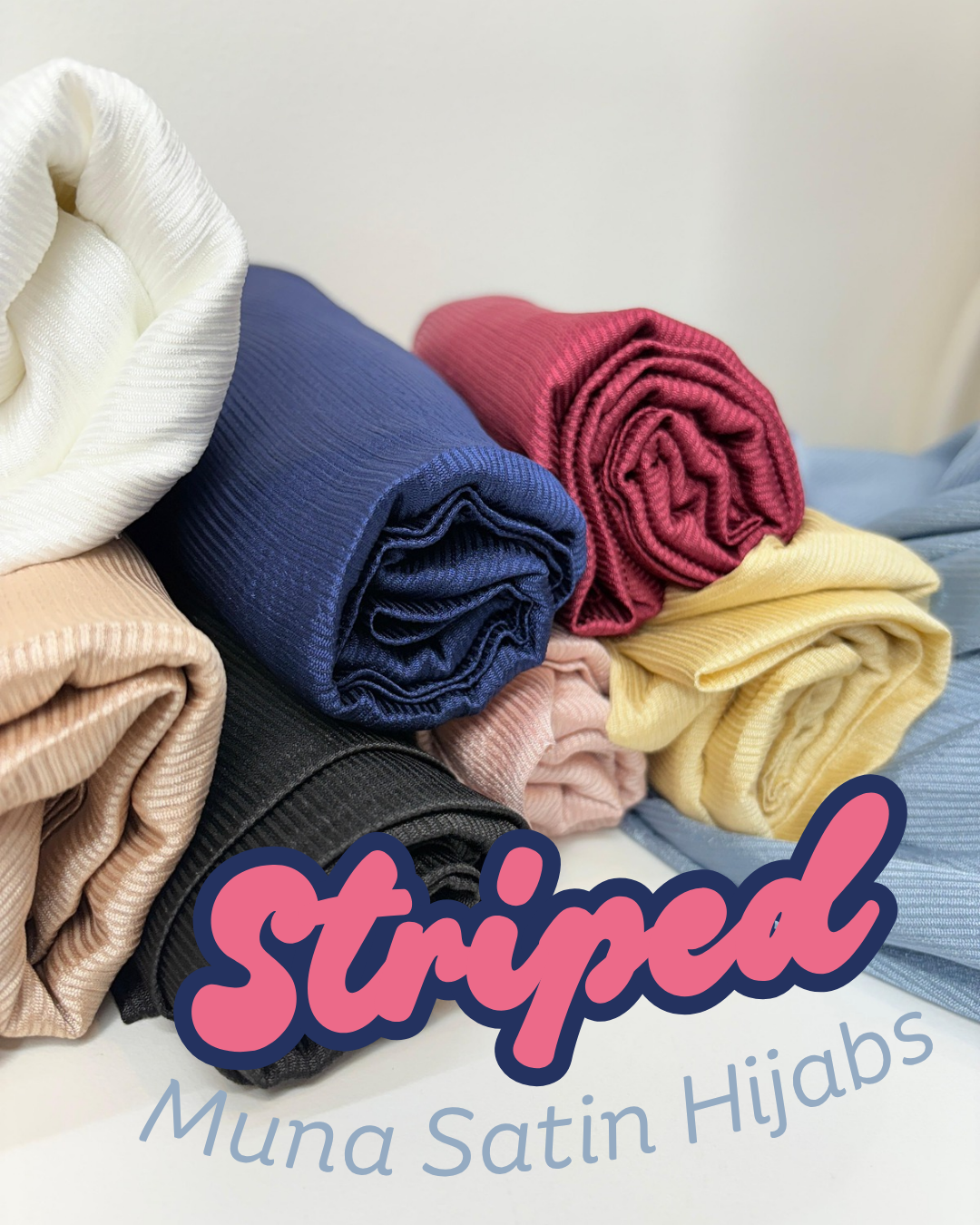 Striped Muna Satin Hijabs – Gold Satin Party Wear Hijabs