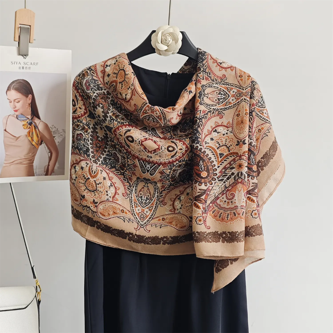 Beige Meher Printed Viscose Scarf